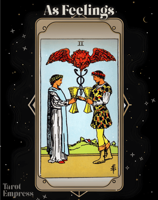 Two of Cups tarot card representing mutual love and emotional connection